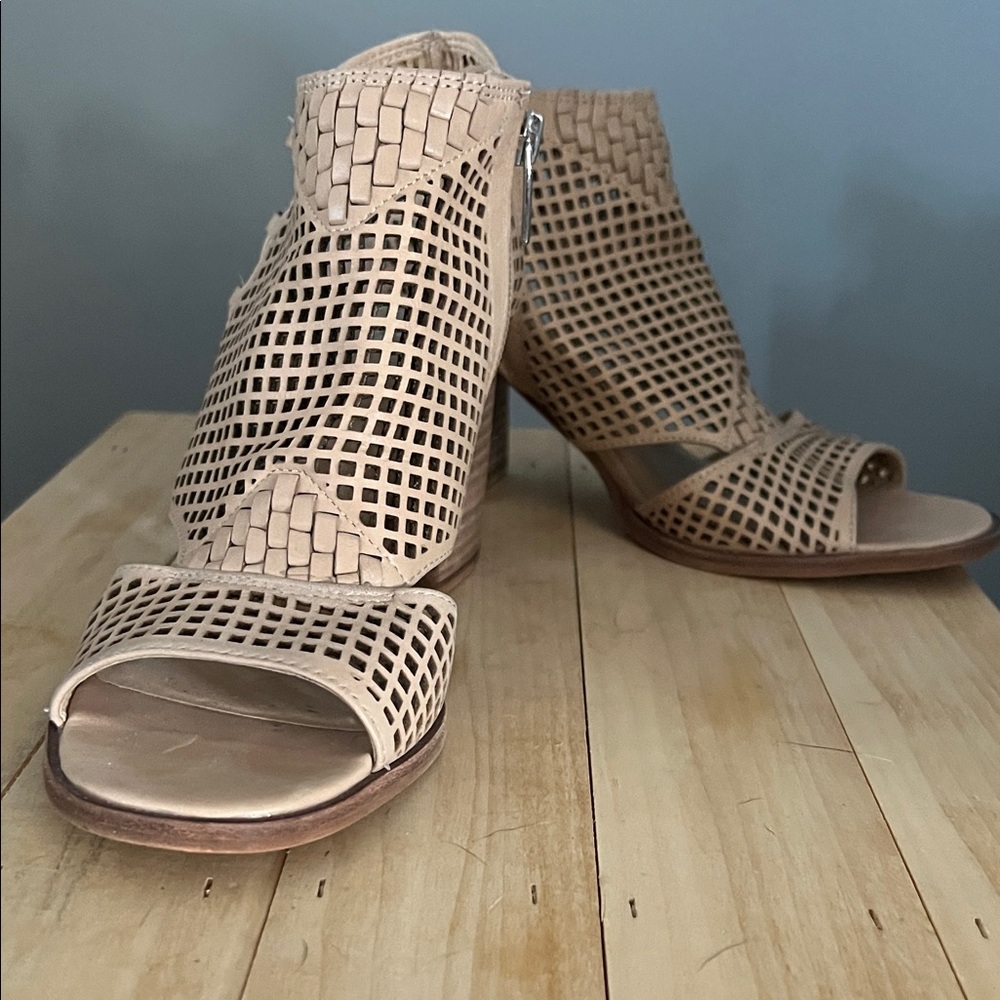 Vince Camuto Beige Cutout Heeled Sandals